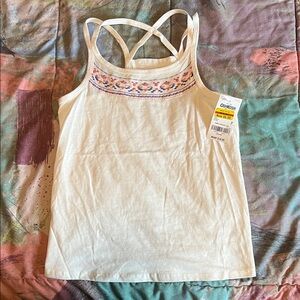 OshKosh B'gosh Cream Tank Top with Pink Embroidery